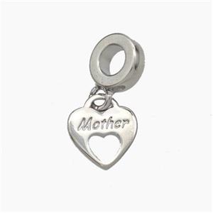 Copper Heart Pendant Pave Zirconia Mother Platinum Plated, approx 10mm, 8mm dia [FN49772]