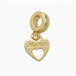 Copper Heart Pendant Pave Zirconia Mother Gold Plated, approx 10mm, 8mm dia [FN49773]