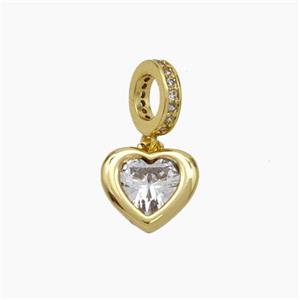 Copper Heart Pendant Pave Zirconia Gold Plated, approx 9.5mm, 7mm dia [FN49774]