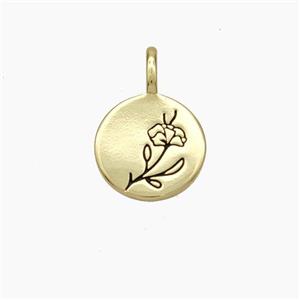 Copper Flower Pendant Enamel Circle Gold Plated, approx 12mm [FN49789]