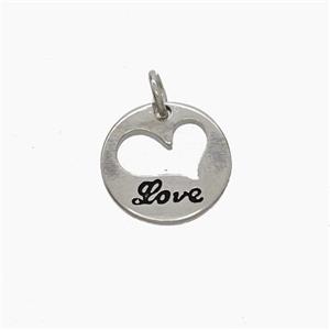 Copper Heart Pendant Enamel Love Platinum Plated, approx 12.5mm [FN49792]