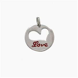 Copper Heart Pendant Enamel Love Platinum Plated, approx 12.5mm [FN49793]