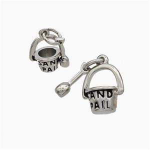 Sand Pail and Shovel Charms Copper Pendant Painted Platinum Plated, approx 9-10mm [FN49797]