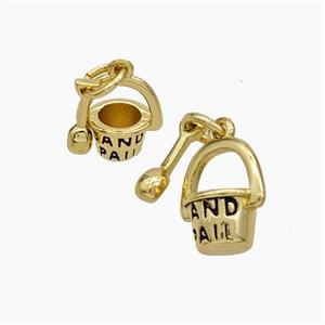 Sand Pail and Shovel Charms Copper Pendant Painted Gold Plated, approx 9-10mm [FN49798]