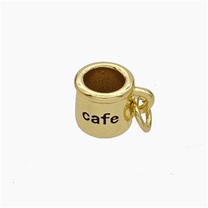 Copper Cafe-Cup Pendant Painted Gold Plated, approx 7-8mm [FN49799]