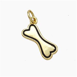 Dog-Bone Charms Copper Pendant Enamel Gold Plated, approx 6.5-15mm [FN49802]