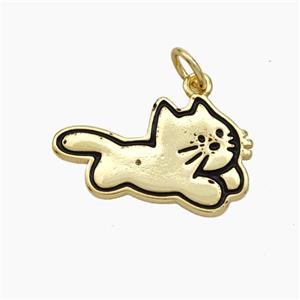 Copper Cat Pendant Enamel Gold Plated, approx 12-20mm [FN49803]