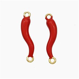 Copper Chili Connector Red Enamel Gold Plated, approx 4-16mm [FN49804]