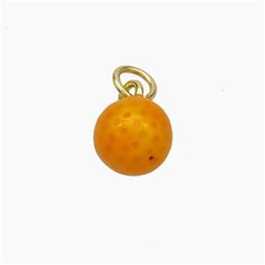 Copper Ball Pendant Orange Painted Gold Plated, approx 8mm [FN49805]