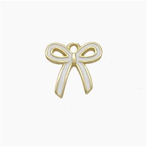 Copper Bowknot Pendant White Enamel Gold Plated, approx 11-12mm [FN49808]