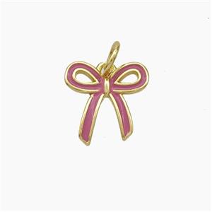 Copper Bowknot Pendant Pink Enamel Gold Plated, approx 11-12mm [FN49809]