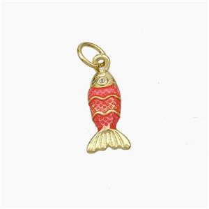 Copper Fish Pendant Red Painted Gold Plated, approx 5-13mm [FN49813]