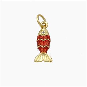 Copper Fish Pendant Red Painted Gold Plated, approx 5-13mm [FN49815]