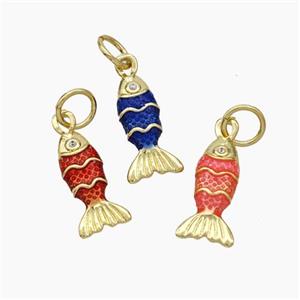 Copper Fish Pendant Painted Gold Plated Mixed, approx 5-13mm [FN49816]