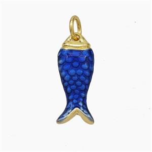 Copper Fish Pendant Blue Painted Gold Plated, approx 7-18mm [FN49817]