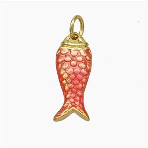 Copper Fish Pendant Red Painted Gold Plated, approx 7-18mm [FN49818]