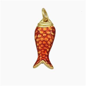 Copper Fish Pendant Red Painted Gold Plated, approx 7-18mm [FN49819]