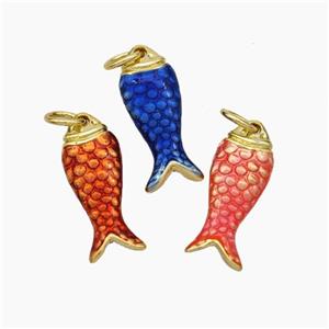 Copper Fish Pendant Painted Gold Plated Mixed, approx 7-18mm [FN49820]