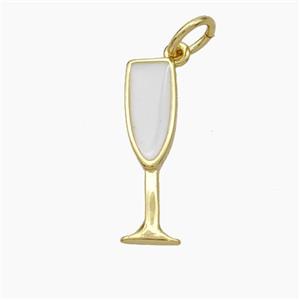 Wine Cup Charms Copper Pendant White Enamel Gold Plated, approx 5-17mm [FN49821]