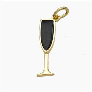Wine Cup Charms Copper Pendant Black Enamel Gold Plated, approx 5-17mm [FN49822]