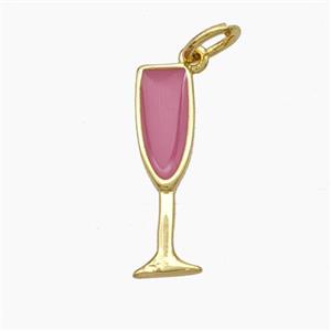 Wine Cup Charms Copper Pendant Pink Enamel Gold Plated, approx 5-17mm [FN49823]