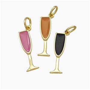 Wine Cup Charms Copper Pendant Enamel Gold Plated Mixed, approx 5-17mm [FN49825]
