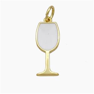 Wine Cup Charms Copper Pendant White Enamel Gold Plated, approx 7-16.5mm [FN49826]