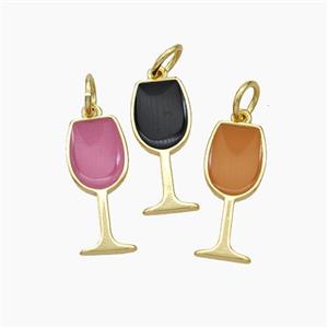 Wine Cup CHarms Copper Pendant Enamel Gold Plated Mixed, approx 7-16.5mm [FN49830]