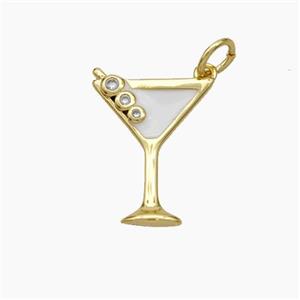 Ice Cream Bottle Drink Cup Charms Copper Pendant White Enamel Gold Plated, approx 14-17.5mm [FN49831]