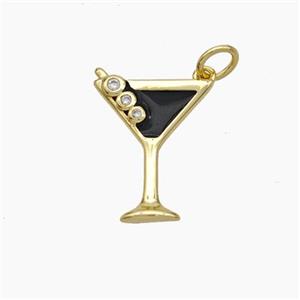 Ice Cream Bottle Drink Cup Charms Copper Pendant Black Enamel Gold Plated, approx 14-17.5mm [FN49832]
