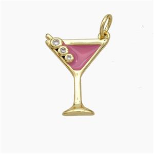 Ice Cream Bottle Drink Cup Charms Copper Pendant Pink Enamel Gold Plated, approx 14-17.5mm [FN49834]