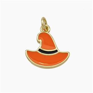 Halloween Hat Charms Copper Pendant Red Enamel Gold Plated, approx 12-15mm [FN49839]