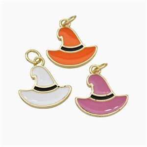 Halloween Hat Charms Copper Pendant Enamel Gold Plated Mixed, approx 12-15mm [FN49840]