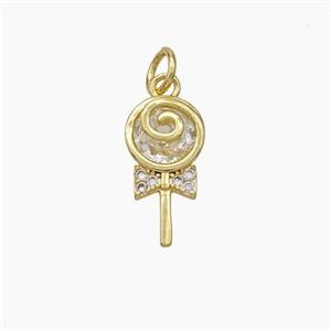 Lollipop Candy Charms Copper Pendant Pave Zirconia Gold Plated, approx 8-15mm [FN49841]