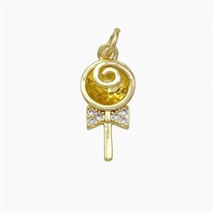 Lollipop Candy Charms Copper Pendant Pave Zirconia Gold Plated, approx 8-15mm [FN49843]