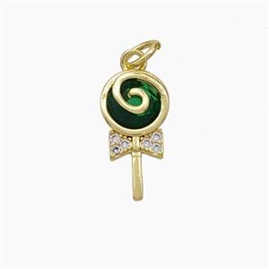 Lollipop Candy Charms Copper Pendant Pave Zirconia Gold Plated, approx 8-15mm [FN49844]