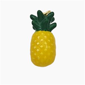 Copper Pineapple Pendant Yellow Enamel Gold Plated, approx 9-19mm [FN49846]