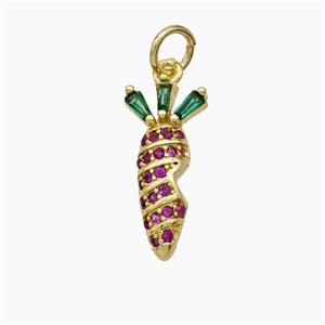 Copper Radish Pendant Micropave Zirconia Gold Plated, approx 5-18mm [FN49848]