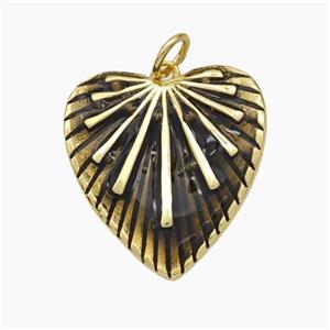 Copper Heart Pendant Black Painted Gold Plated, approx 19-20mm [FN49850]