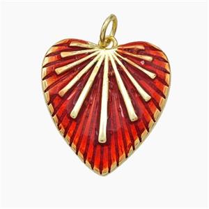 Copper Heart Pendant Red Painted Gold Plated, approx 19-20mm [FN49851]