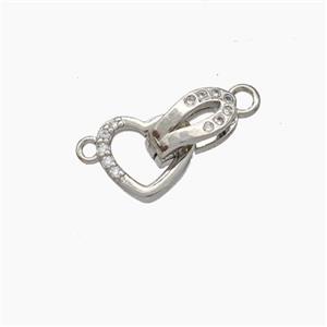 Copper Clasp Pave Zirconia Platinum Plated, approx 5-15mm [FN49870]