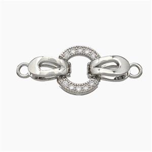 Copper Clasp Pave Zirconia Platinum Plated, approx 10-20mm [FN49872]