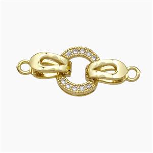 Copper Clasp Pave Zirconia Gold Plated, approx 10-20mm [FN49873]