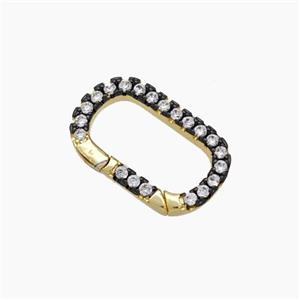 Copper Carabiner Clasp Micropave Zirconia Black Gold Plated, approx 10-17mm [FN49876]