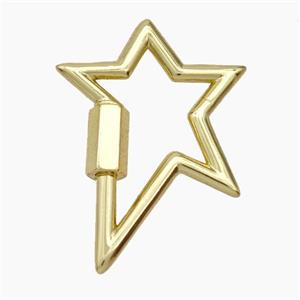 Copper Carabiner Clasp Star Gold Plated, approx 21-28mm [FN49881]