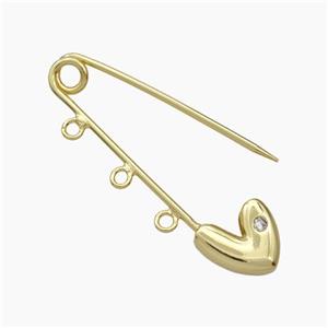 Copper Safety Pin Gold Plated, approx 10-40mm [FN49884]