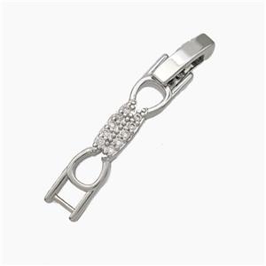 Copper Clasp Pave Zirconia Platinum Plated, approx 5-30mm [FN49885]