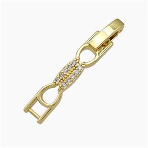 Copper Clasp Pave Zirconia Gold Plated, approx 5-30mm [FN49886]