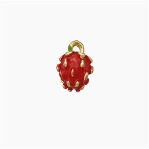 Copper Strawberry Pendant Red Enamel Gold Plated, approx 5-6mm [FN49891]