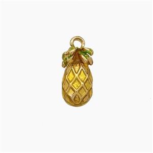 Copper Pineapple Pendant Yellow Enamel Gold Plated, approx 5.5-10mm [FN49892]